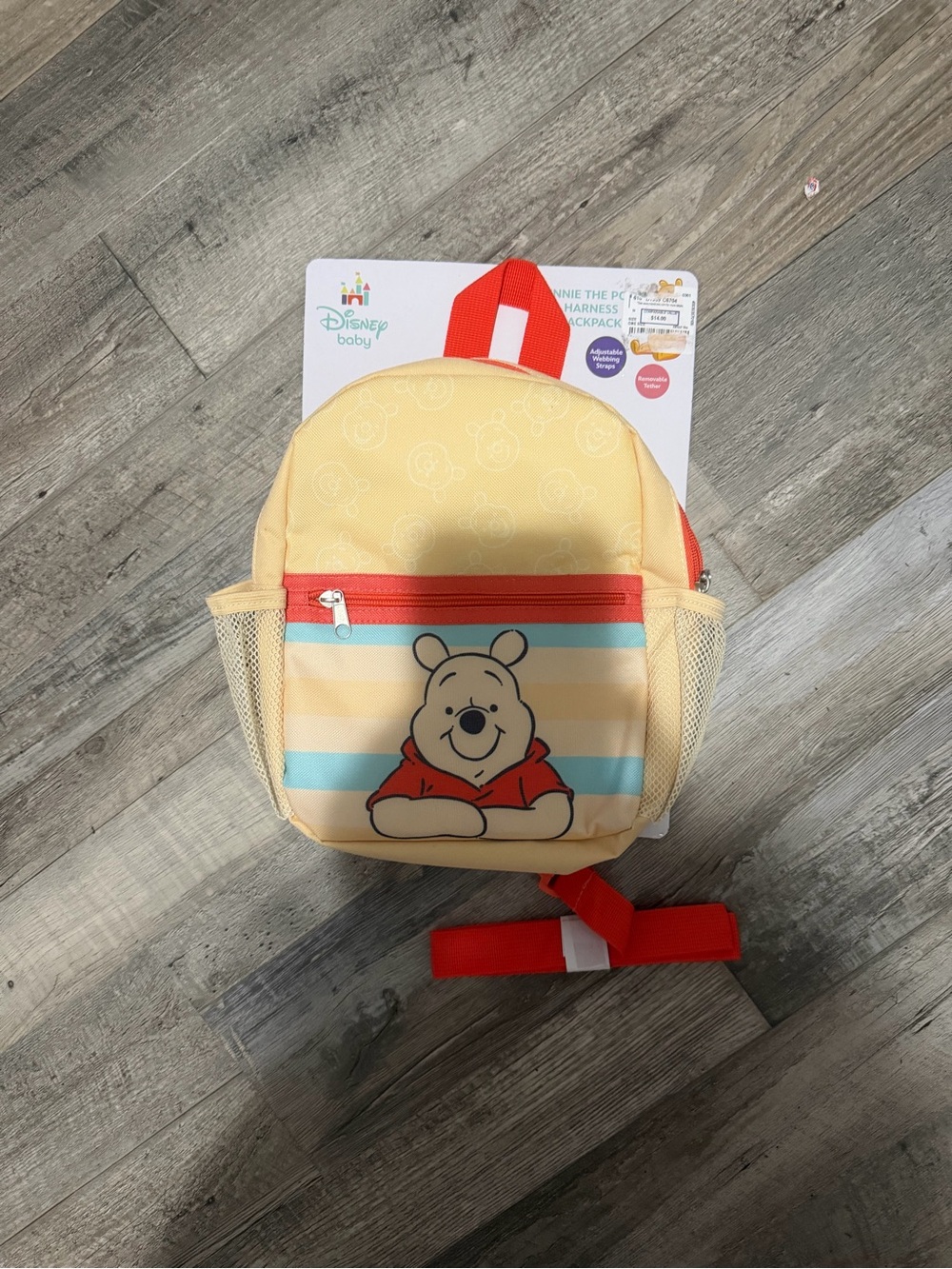 Disney Baby Winnie the Pooh Yellow Kids Backpack with Red Accents